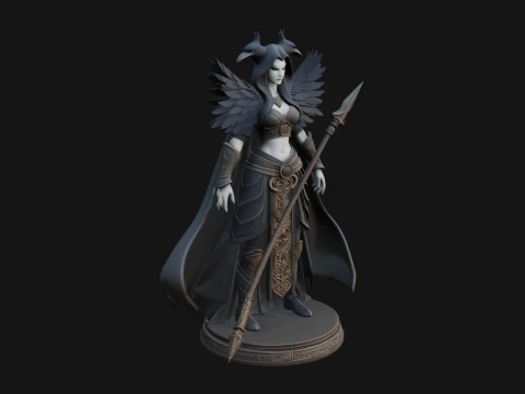 Valkyrie with Spear Statue Design 22 - 3D Print Model Model do druku 3D