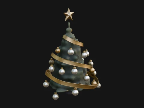 Decorated Christmas Tree Model Design 4 - 3D Print Model 3D Принт Модель