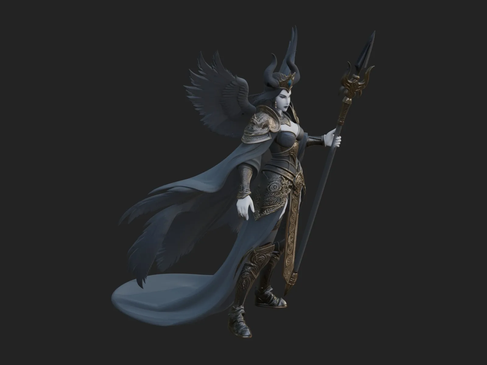 Valkyrie with Spear Statue Design 23 - 3D Print Model 3D Print Model .c4d .max .obj .3ds .fbx .stl .blend 