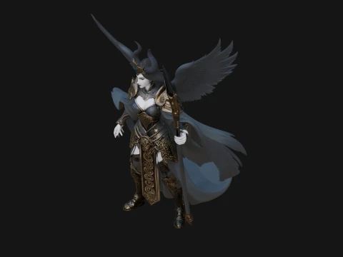 Valkyrie with Spear Statue Design 23 - 3D Print Model 3D Print Model
