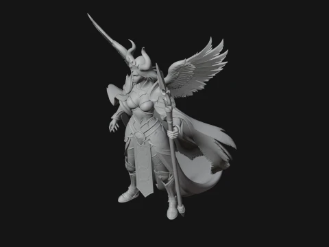 Valkyrie with Spear Statue Design 23 - 3D Print Model 3D Print Model