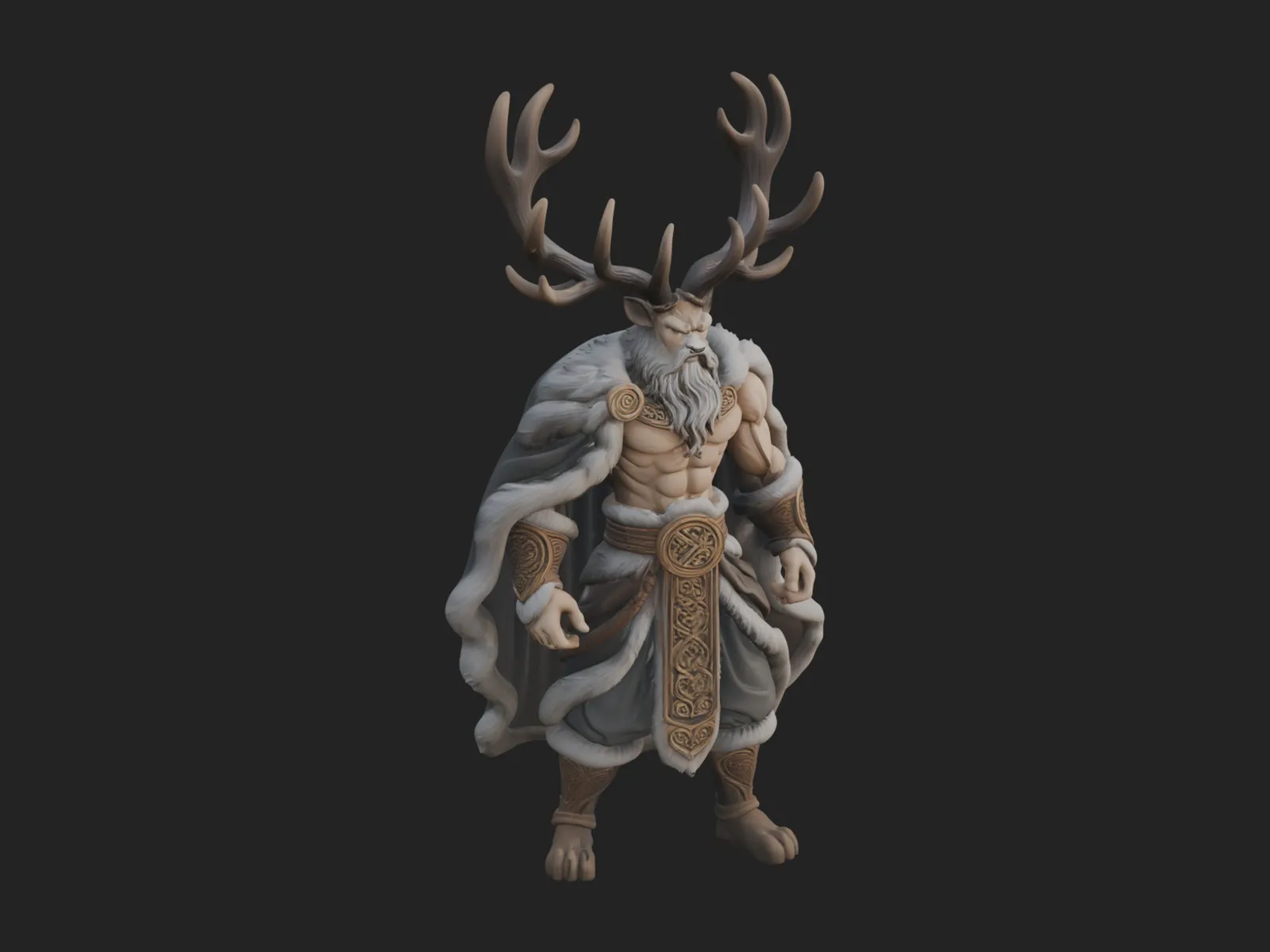 Antlered Forest God Statue Design 3 - 3D Print Model 3D Print Model .c4d .max .obj .3ds .fbx .stl .blend