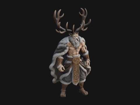 Antlered Forest God Statue Design 3 - 3D Print Model 3Dプリントモデル