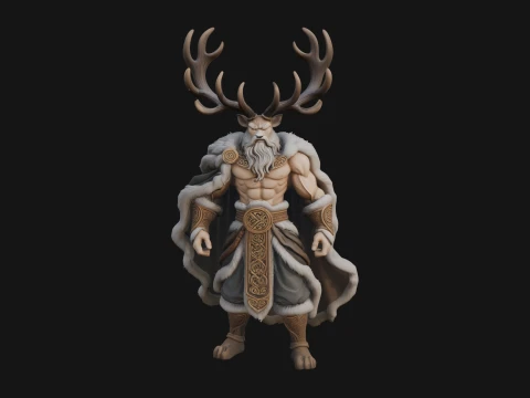 Antlered Forest God Statue Design 3 - 3D Print Model 3D Print Model