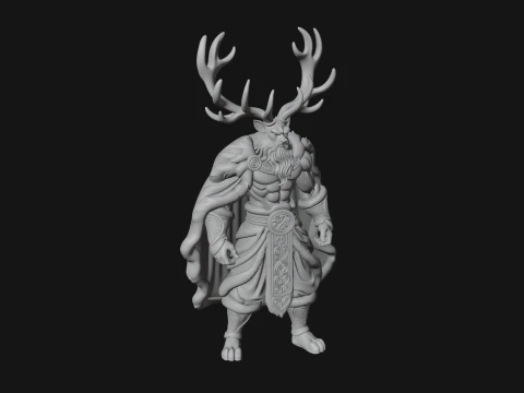 Antlered Forest God Statue Design 3 - 3D Print Model 3D Print Model