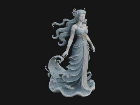 Elven Queen Statue Design 30 - 3D Print Model Modelo de Impressão 3D
