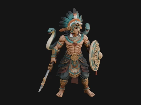 Aztec Feathered Noble Statue Design 11 - 3D Print Model 3D Print Model