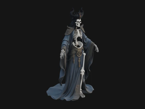 Crowned Skeleton Queen Statue Design 8 - 3D Print Model 3D Print Model