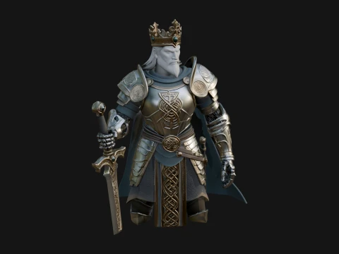 Crowned Knight King Statue Design 11 - 3D Print Model 3D Print Model