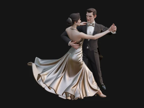 Ballroom Dancing Couple Statue Design 3 - 3D Print Model 3D Print Model