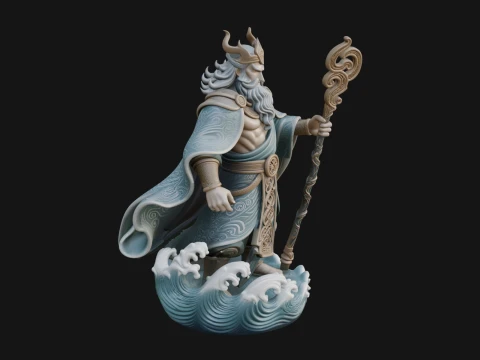 Poseidon with Trident Statue Design 23 - 3D Print Model 3Dプリントモデル