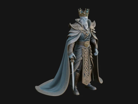 Crowned Knight King Statue Design 12 - 3D Print Model 3D Print Model
