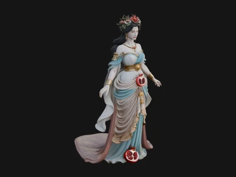 Rose Crowned Goddess Statue Design 7 - 3D Print Model Modelo de Impressão 3D
