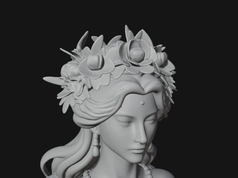Rose Crowned Goddess Statue Design 7 - 3D Print Model 3D Print Model