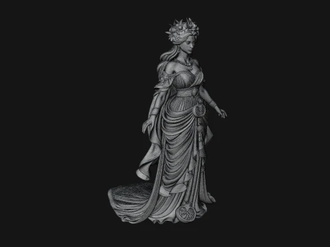 Rose Crowned Goddess Statue Design 7 - 3D Print Model 3D Print Model
