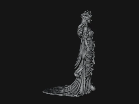 Rose Crowned Goddess Statue Design 7 - 3D Print Model 3D Print Model