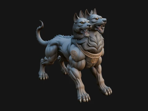 Cerberus Three-Headed Dog Statue Design 11 - 3D Print Model 3D Print Model