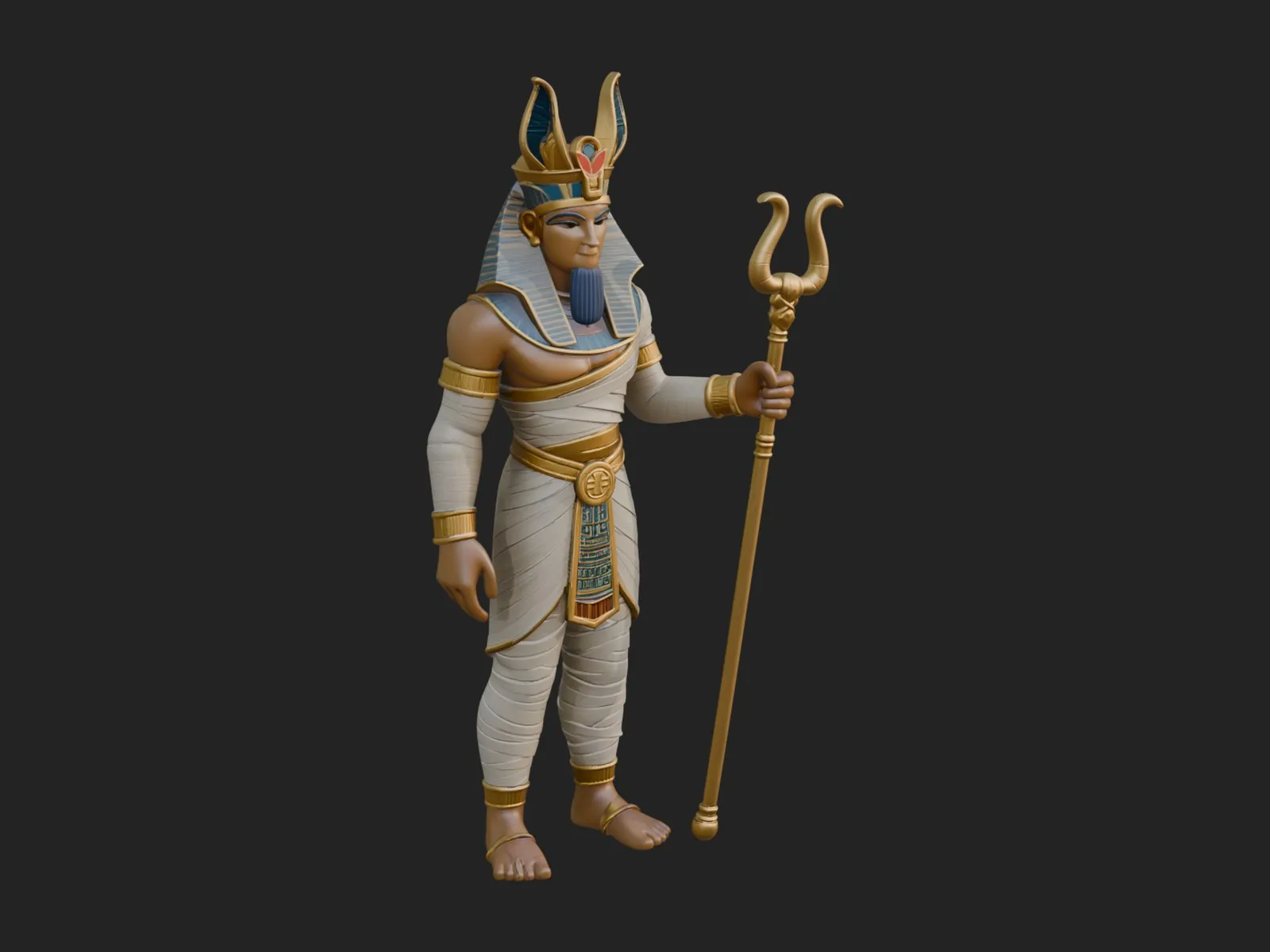 Egyptian Pharaoh Standing Statue Design 13 - 3D Print Model 3D Print Model .c4d .max .obj .3ds .fbx .stl .blend 