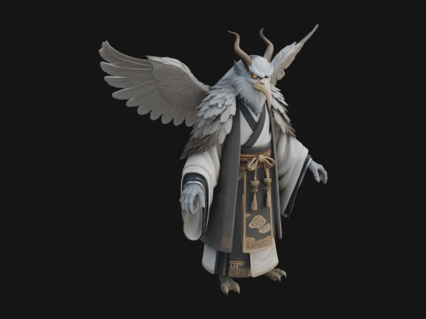 Beastman with Eagle Head Statue Design 7 - 3D Print Model Modèles 3D en vedette