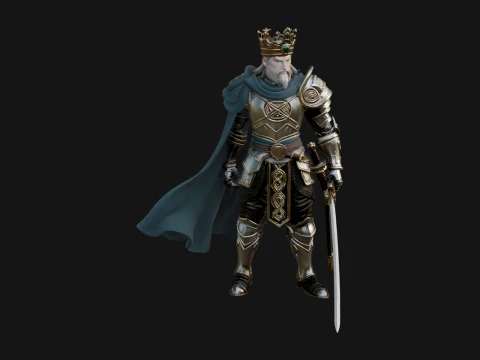 Crowned Knight King Statue Design 13 - 3D Print Model Modelo de impresión 3D