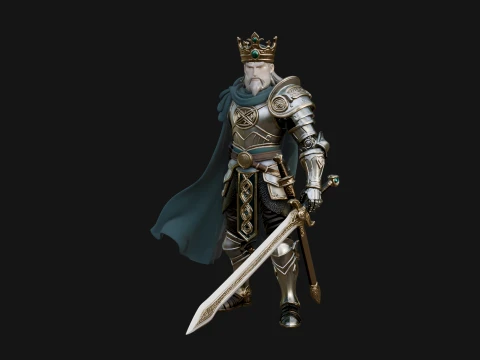 Crowned Knight King Statue Design 13 - 3D Print Model 3D Print Model