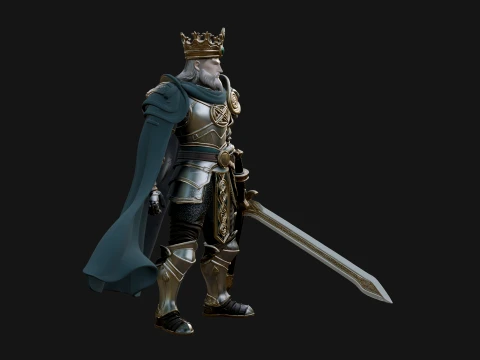 Crowned Knight King Statue Design 13 - 3D Print Model 3D Print Model