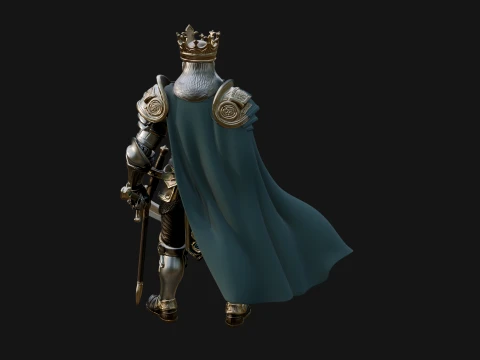 Crowned Knight King Statue Design 13 - 3D Print Model 3D Print Model