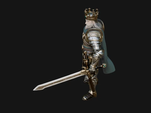 Crowned Knight King Statue Design 13 - 3D Print Model 3D Print Model