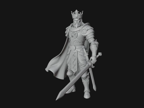 Crowned Knight King Statue Design 13 - 3D Print Model 3D Print Model