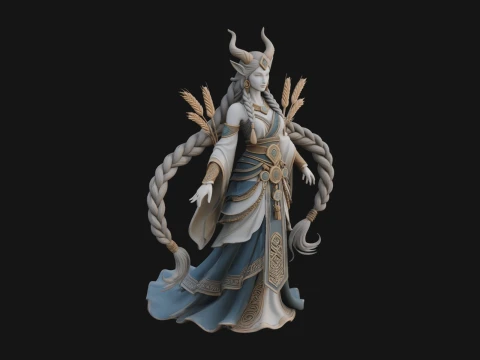 Woman with Wheat Sheaf Statue Design 2 - 3D Print Model 3D 프린트 모델