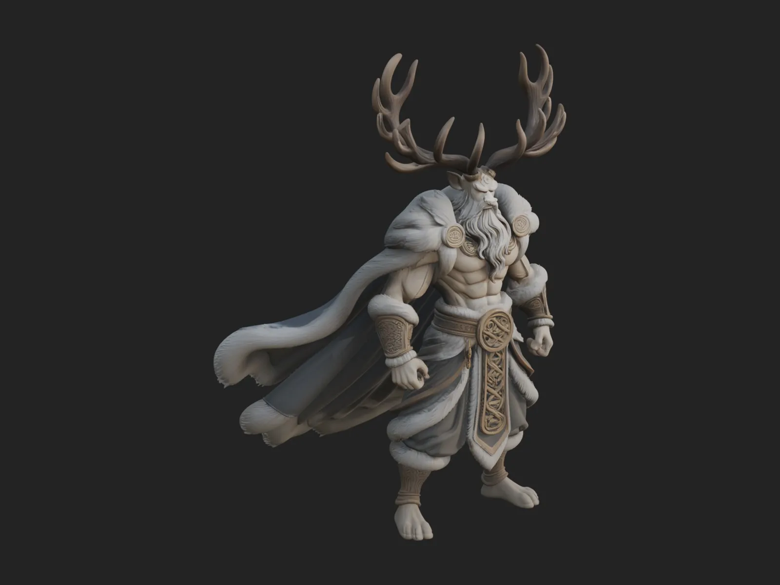 Antlered Forest God Statue Design 4 - 3D Print Model 3D Print Model .c4d .max .obj .3ds .fbx .stl .blend 