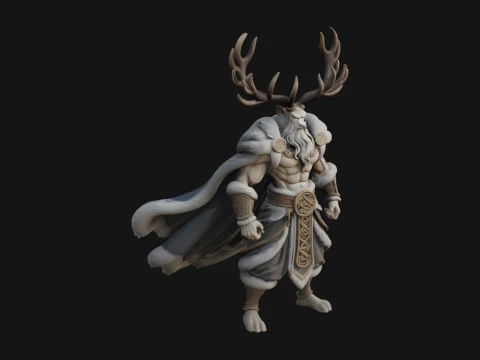 Antlered Forest God Statue Design 4 - 3D Print Model 3Dプリントモデル