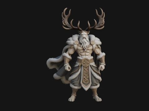 Antlered Forest God Statue Design 4 - 3D Print Model 3D Print Model