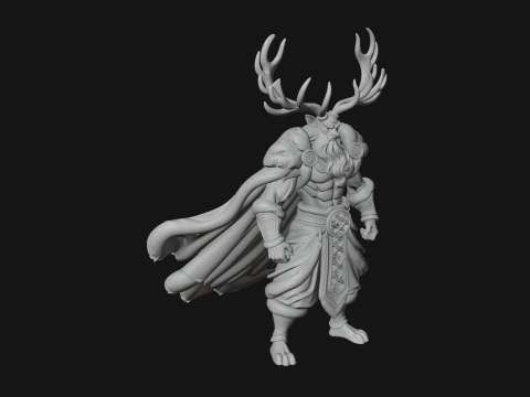 Antlered Forest God Statue Design 4 - 3D Print Model 3D Print Model