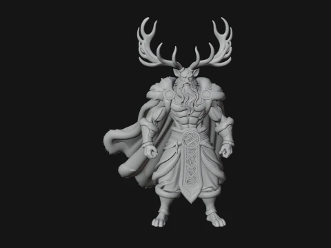Antlered Forest God Statue Design 4 - 3D Print Model 3D Print Model