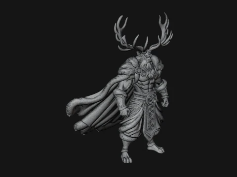 Antlered Forest God Statue Design 4 - 3D Print Model 3D Print Model