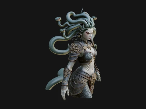 Medusa Snake Hair Statue Design 2 - 3D Print Model Model do druku 3D