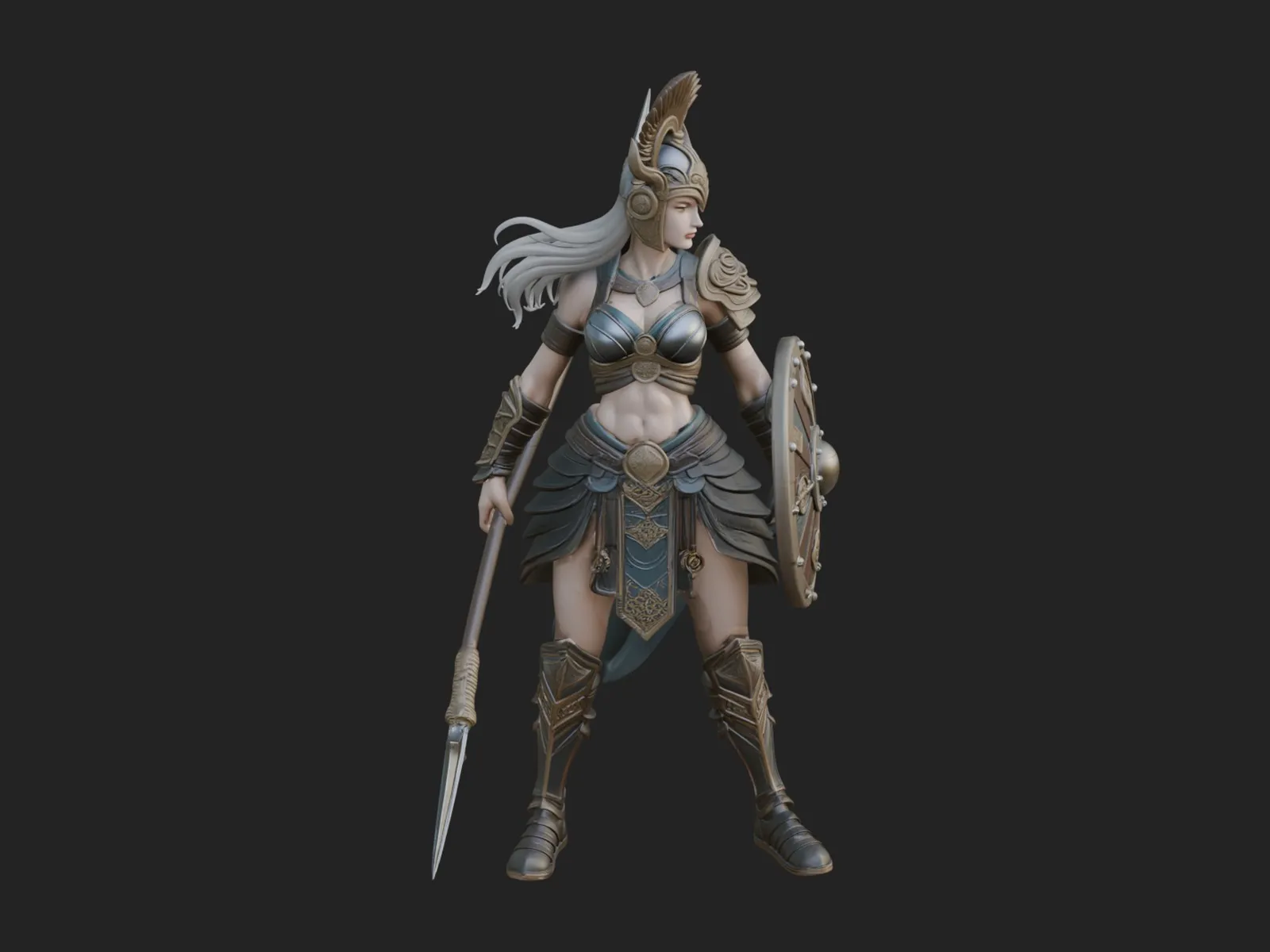 Valkyrie with Spear Statue Design 25 - 3D Print Model 3D Print Model .c4d .max .obj .3ds .fbx .stl .blend 