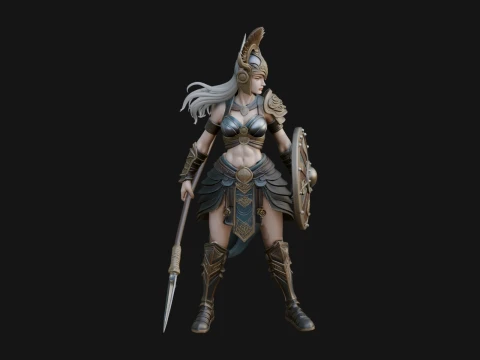 Valkyrie with Spear Statue Design 25 - 3D Print Model 3D Print Model