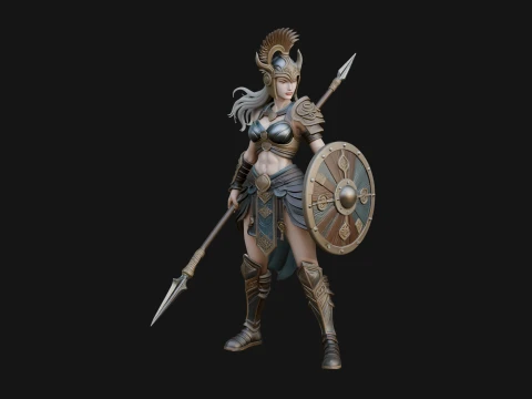 Valkyrie with Spear Statue Design 25 - 3D Print Model 3D Print Model