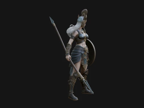 Valkyrie with Spear Statue Design 25 - 3D Print Model 3D Print Model
