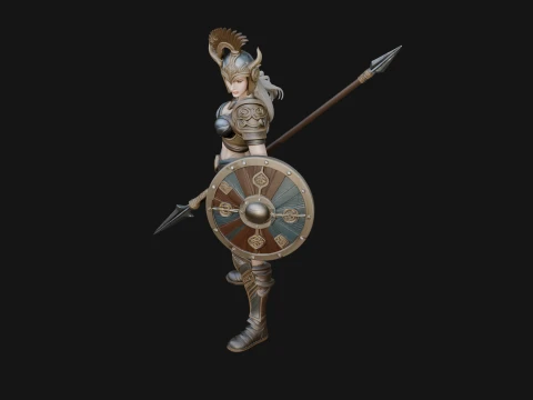 Valkyrie with Spear Statue Design 25 - 3D Print Model 3D Print Model