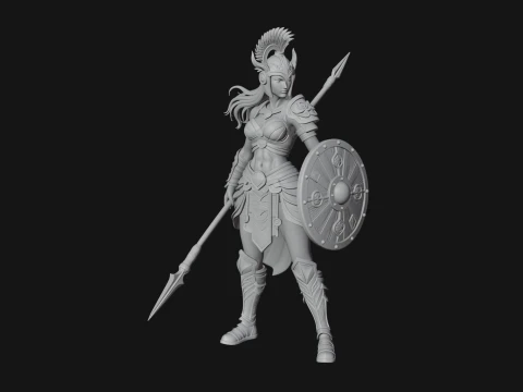 Valkyrie with Spear Statue Design 25 - 3D Print Model 3D Print Model