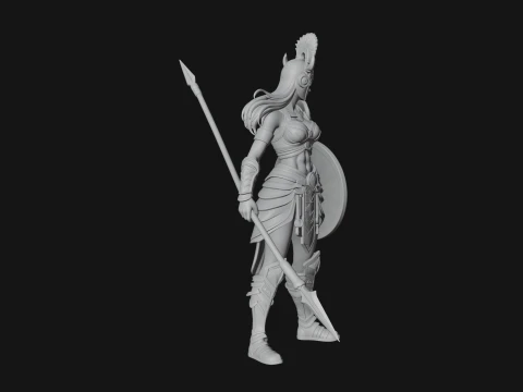 Valkyrie with Spear Statue Design 25 - 3D Print Model 3D Print Model