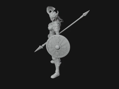 Valkyrie with Spear Statue Design 25 - 3D Print Model 3D Print Model