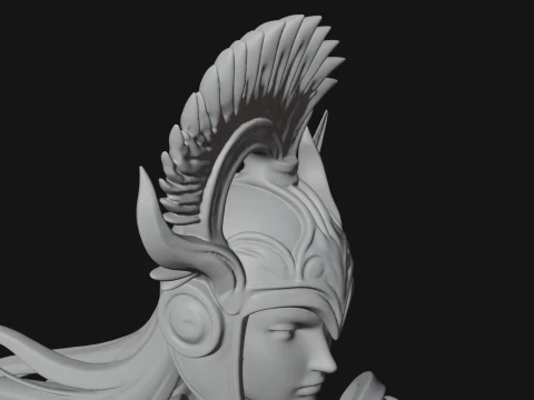 Valkyrie with Spear Statue Design 25 - 3D Print Model 3D Print Model