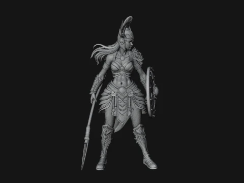 Valkyrie with Spear Statue Design 25 - 3D Print Model 3D Print Model
