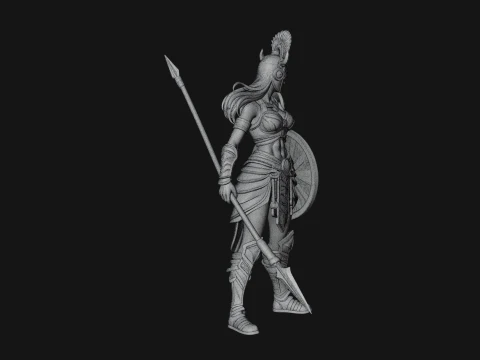 Valkyrie with Spear Statue Design 25 - 3D Print Model 3D Print Model