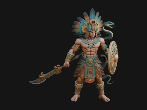 Aztec Feathered Noble Statue Design 12 - 3D Print Model 3D Print Model
