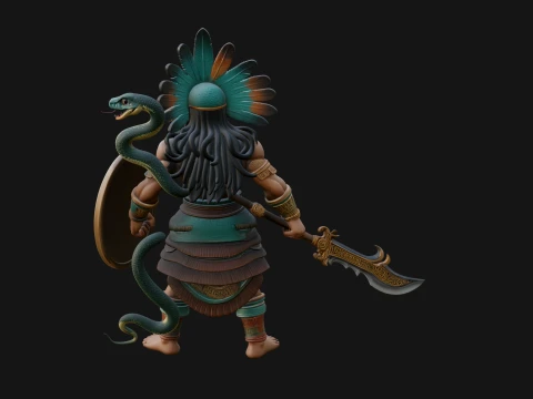 Aztec Feathered Noble Statue Design 12 - 3D Print Model 3D Print Model